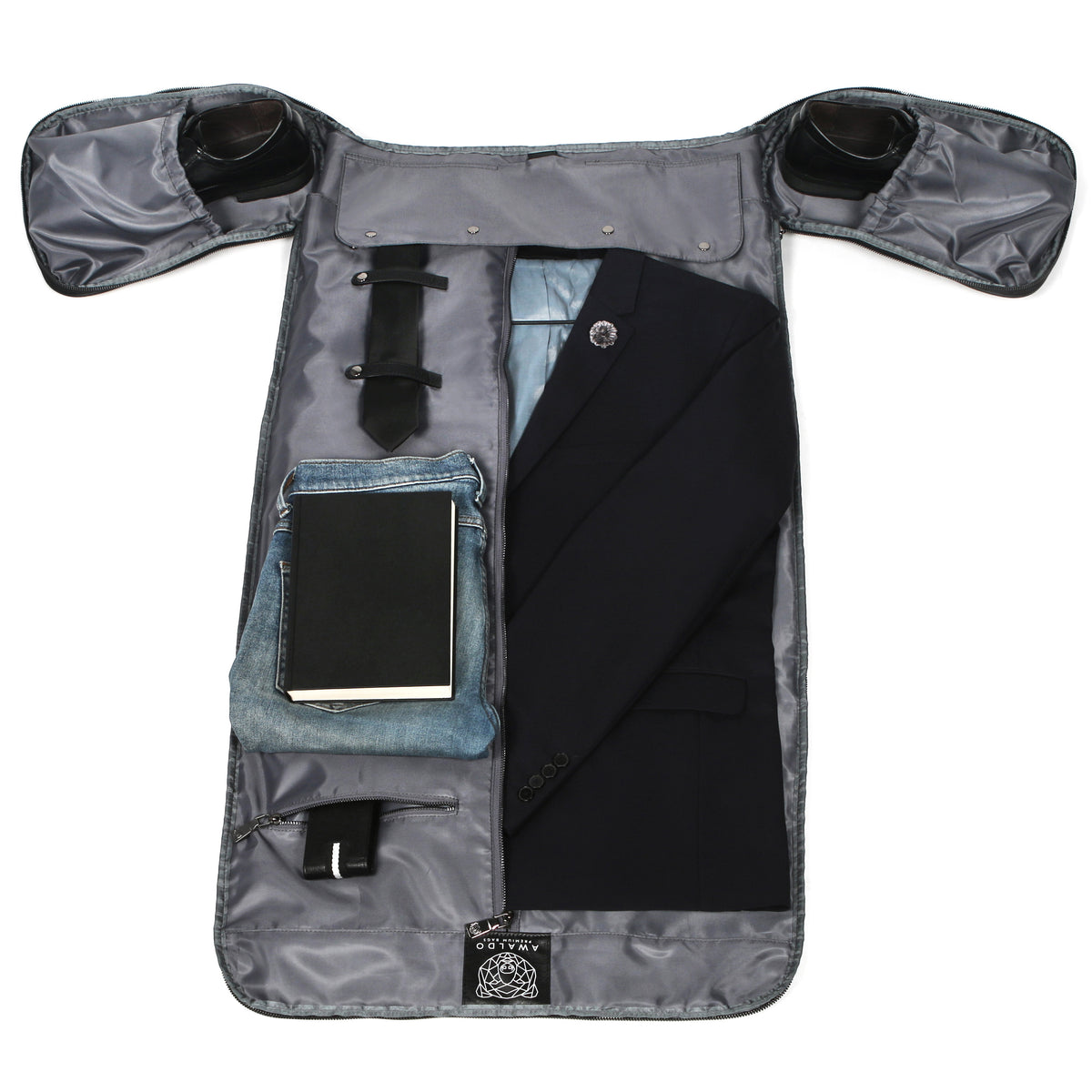 2in1 Leder Anzugtasche "GRYAN" Schwarz